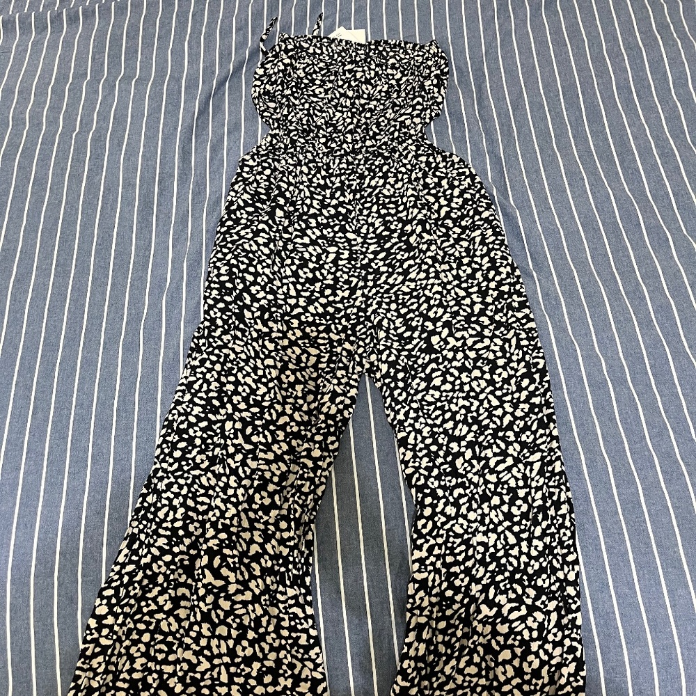 Black and white midi jumpsuit
